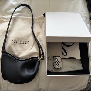 Polene Tonca Black Leather Bag Adjustable Strap